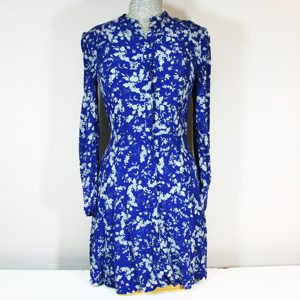 H&M Blue Button Down Dress Boho Style